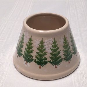 Pine Trees & Snowflakes Candle Topper Heavy Pottery